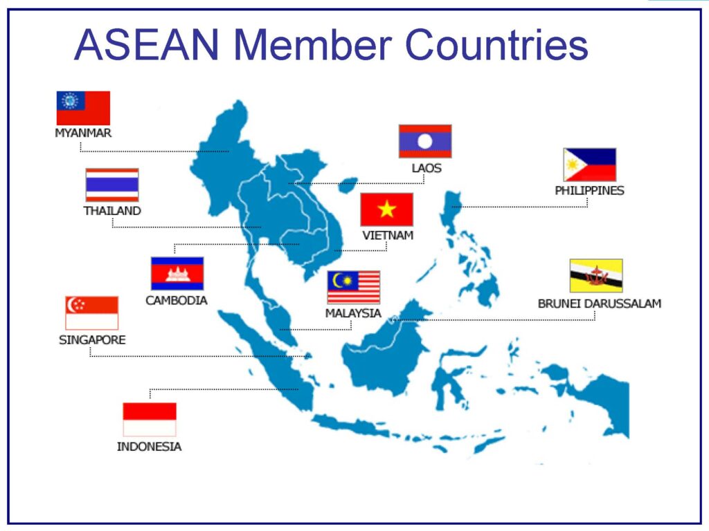 I Paesi che fanno parte dell'ASEAN e partecipano al summit. 