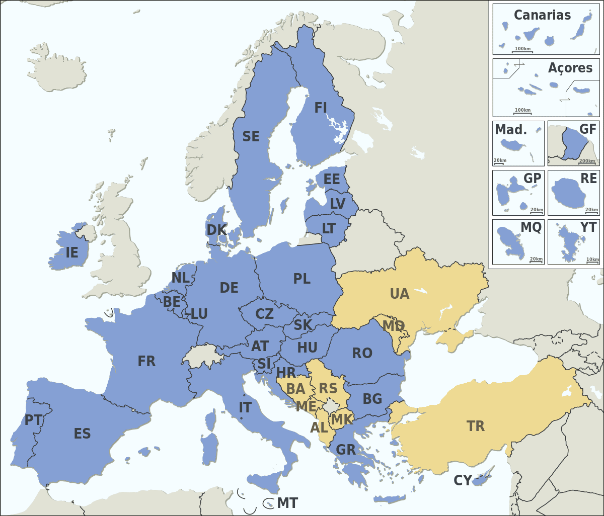 Stati membri dell'Unione europea e Stati candidati.