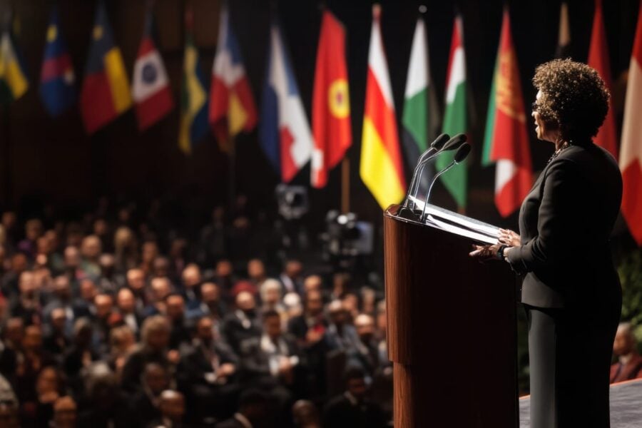 Donna in un meeting dei Paesi BRICS